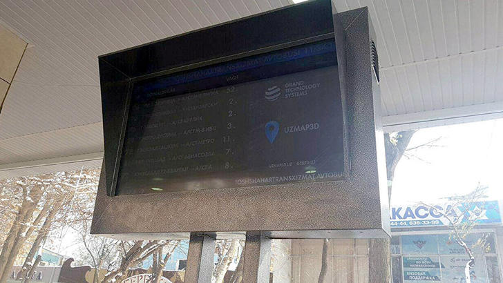 Toshkent avtobus bekatlarida axborot ekranlari paydo bo‘ldi